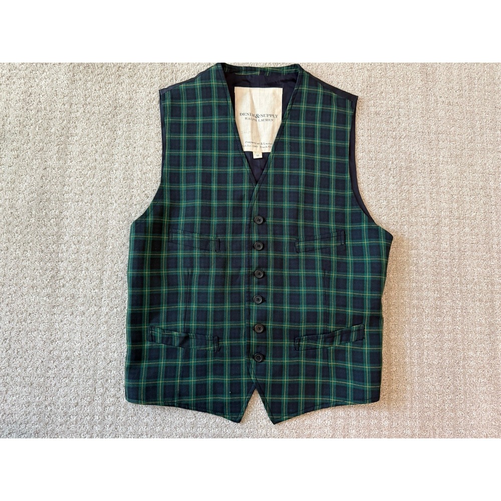 Ralph Lauren Denim & Supply Wool Tartan Blue Green Women's Medium